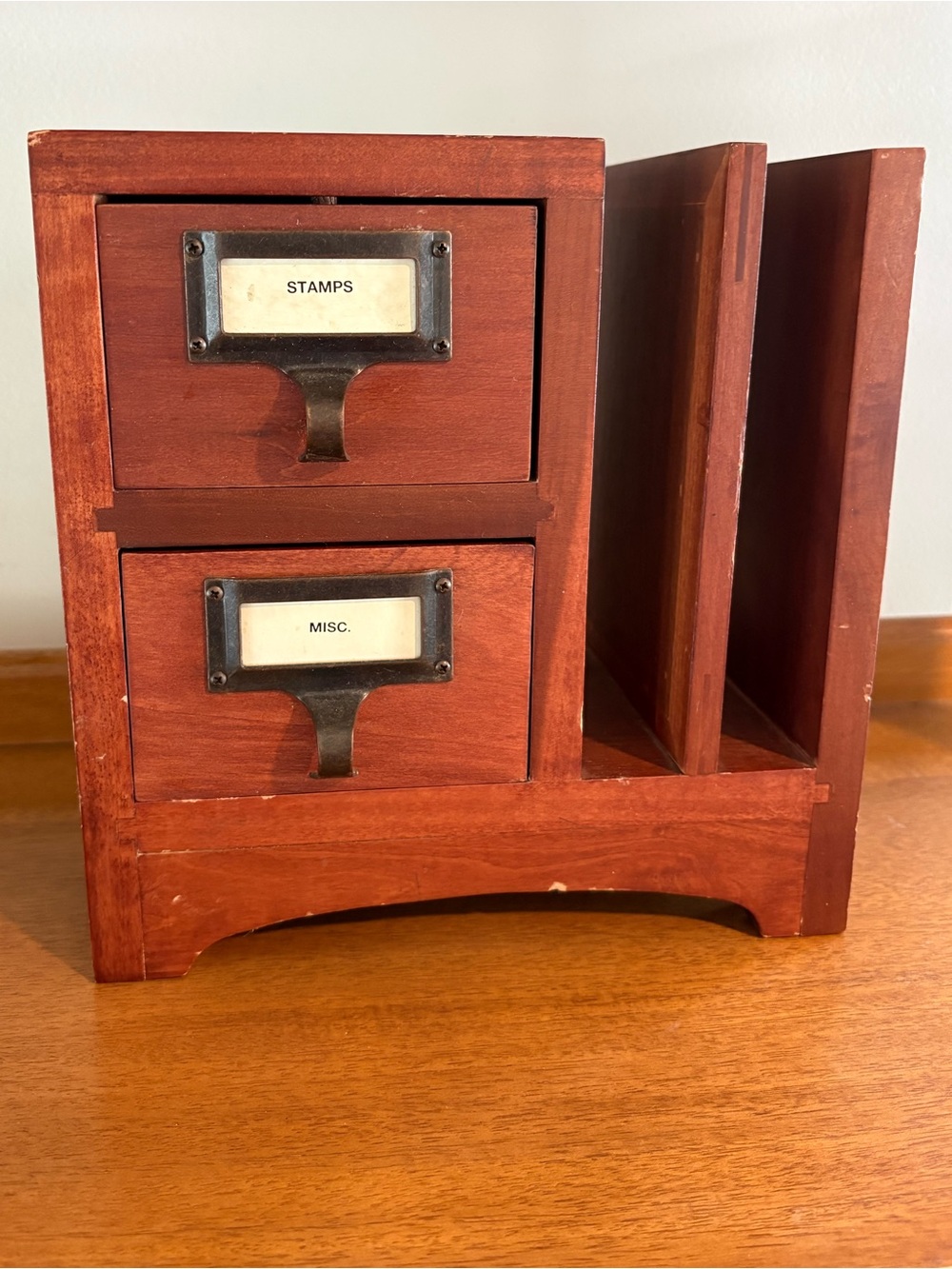 Pottery Barn Cherry Wood Desktop File & Drawer Organizer